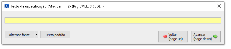 Itens das Especificações