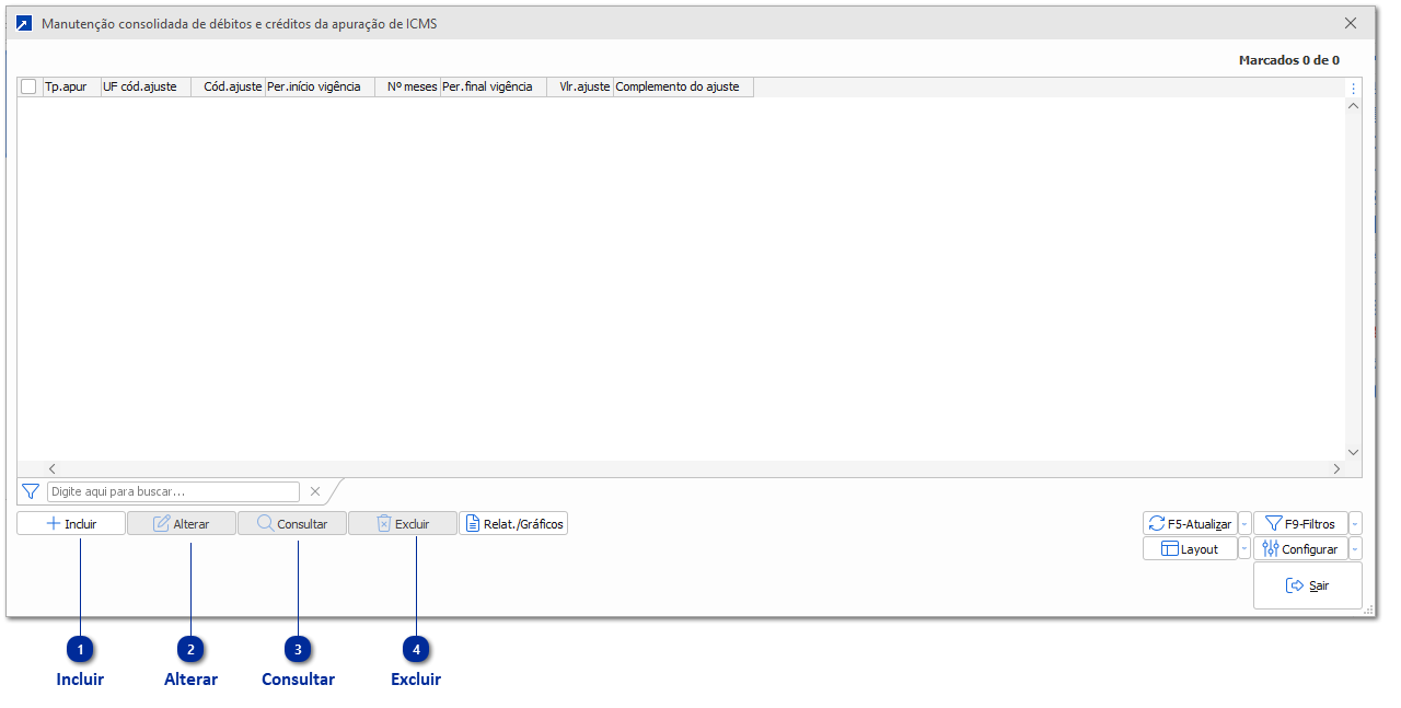 Manutenção Consolidada de Ajustes a Débitos e Créditos da Apuração de ICMS