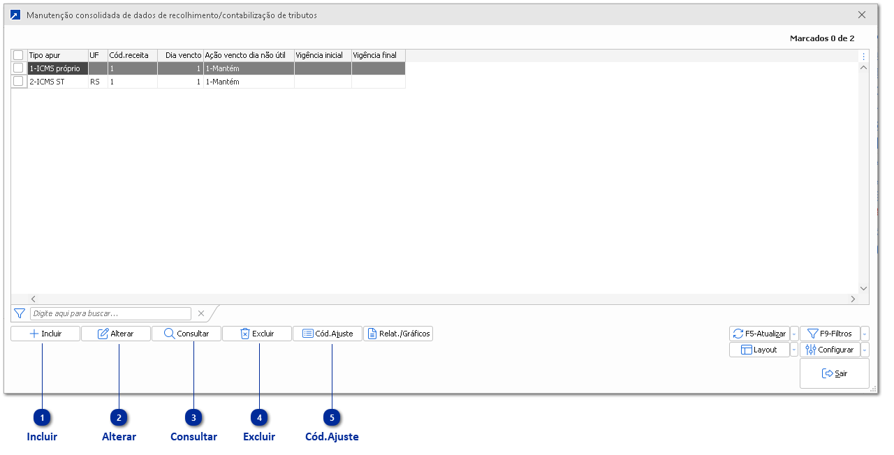 Manutenção Consolidada de Dados de Recolhimento/Contabilização