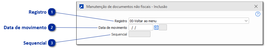 Manutenção de Documentos Não Fiscais
