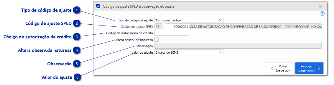 Código de ajuste SPED