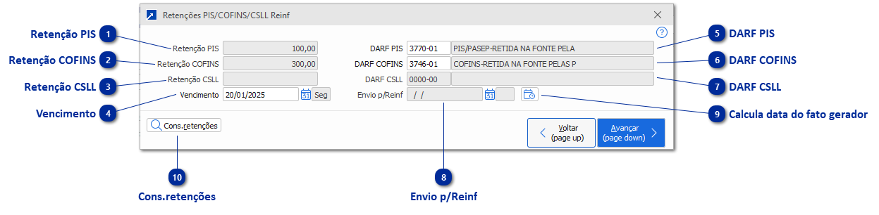 Retenções PIS/COFINS/CSLL Reinf