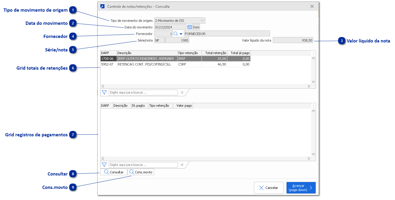 Consulta detalhes da retenção