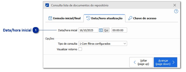 Consulta lista de documentos do repositório