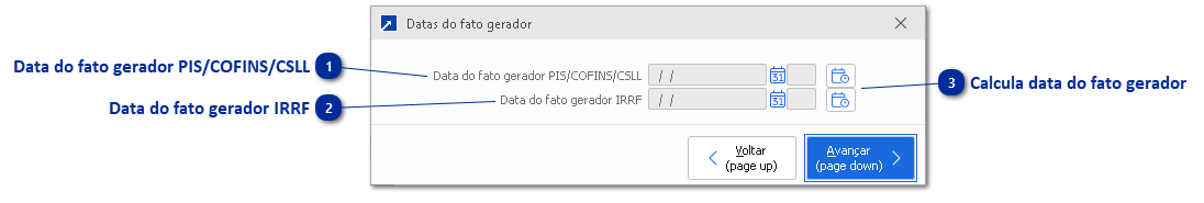 Datas do fato gerador
