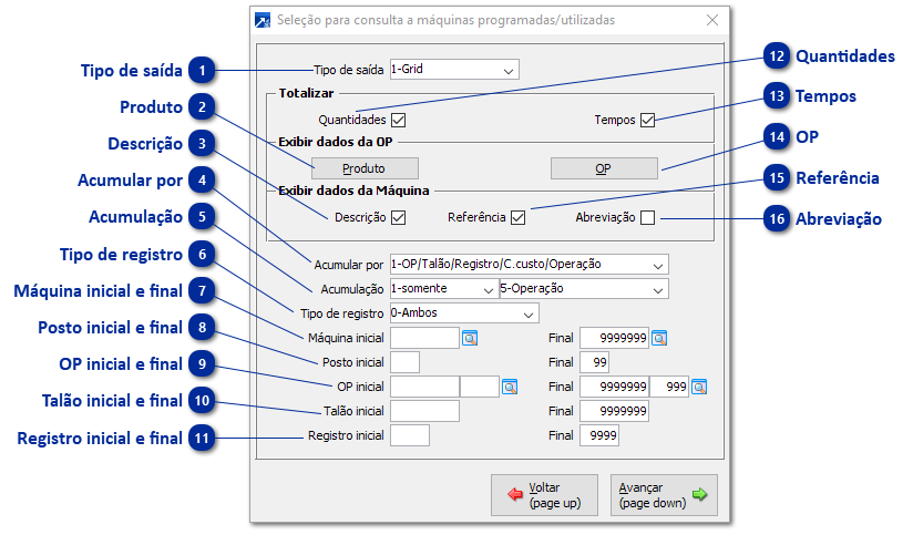 Listagem de Máquinas Programadas/Utilizadas