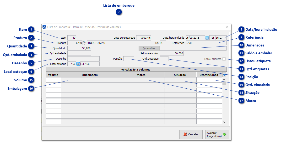 Vinculação de Itens em Volumes
