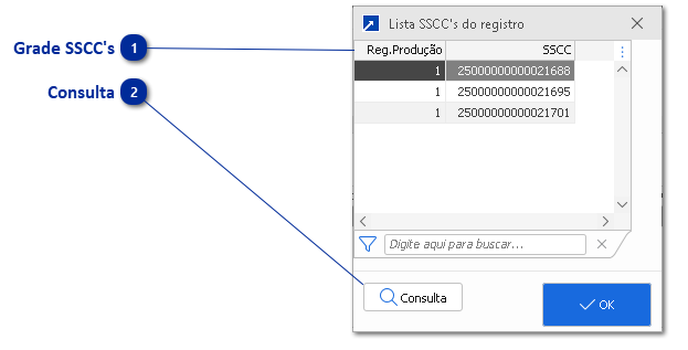 Lista SSCC's do registro