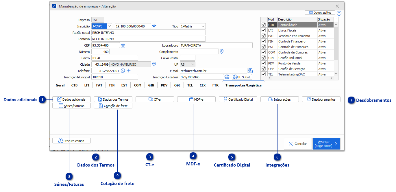 Configurações da empresa-mdfe