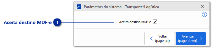 Parâmetros do sistema-mdfe