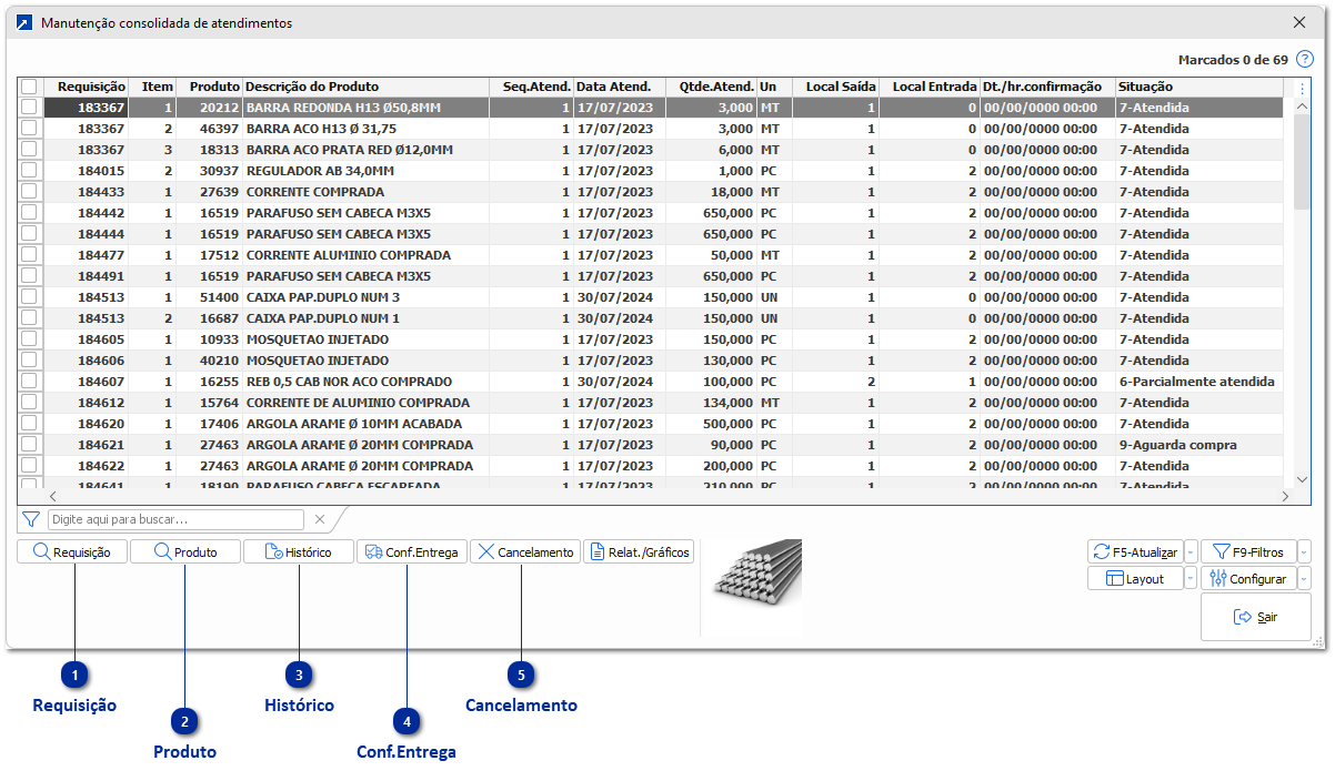 Manutenção consolidada de Atendimentos