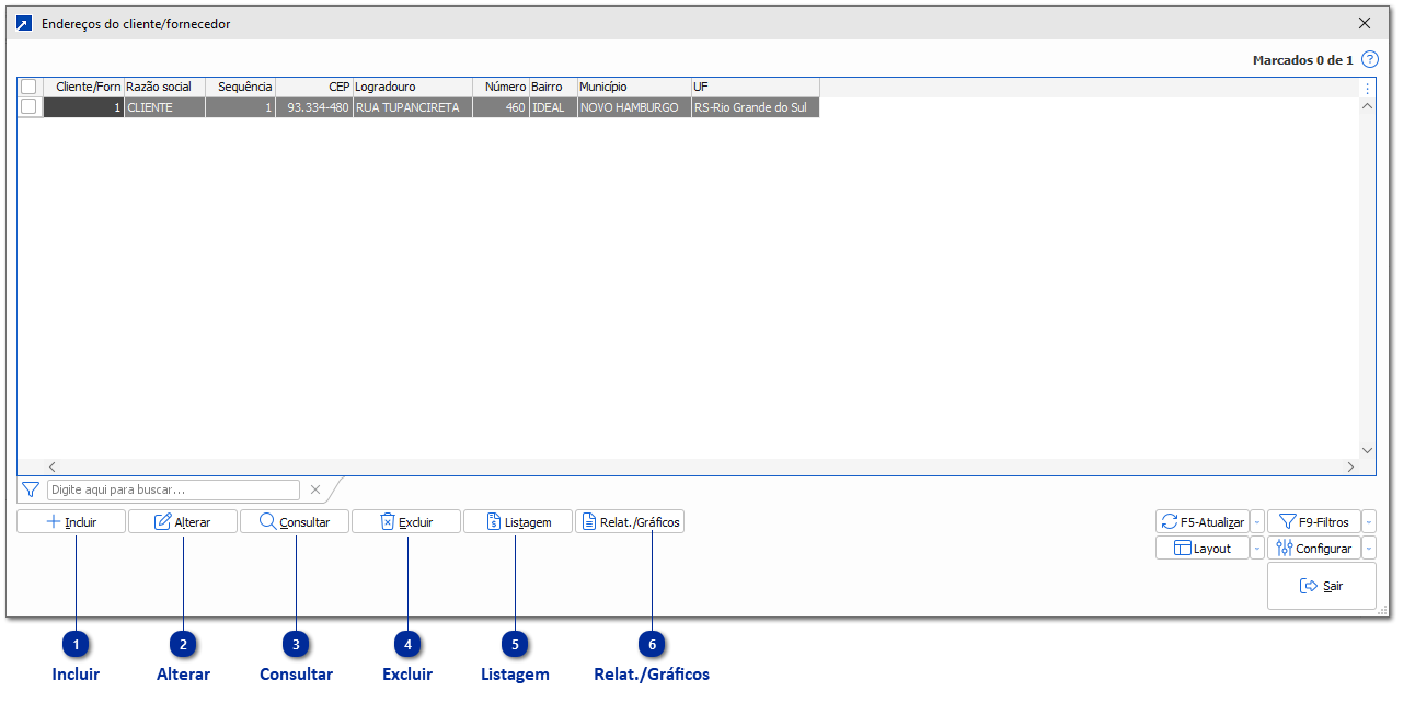 Manutenção consolidada de Endereços