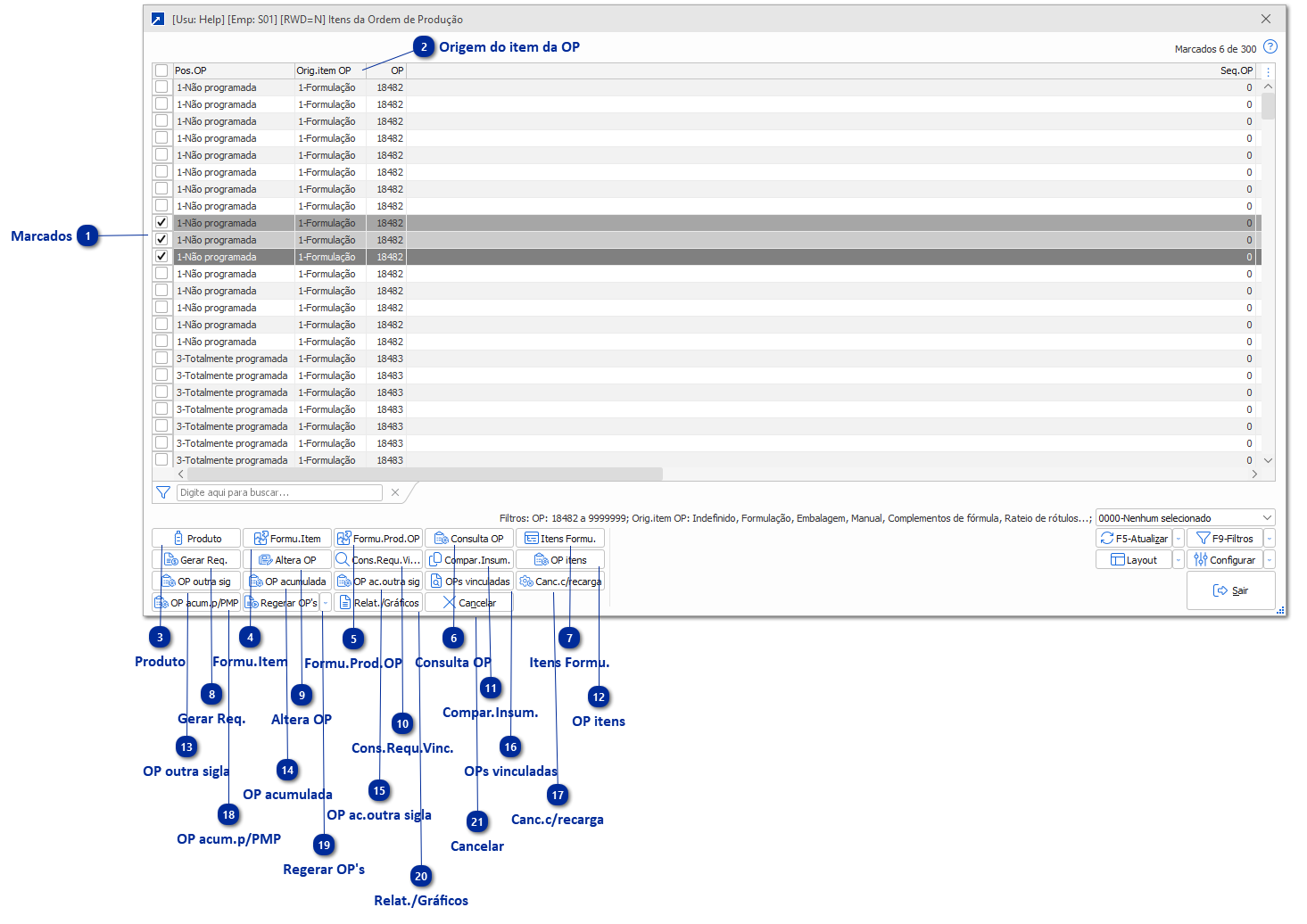 Manutenção consolidada dos Itens da OP