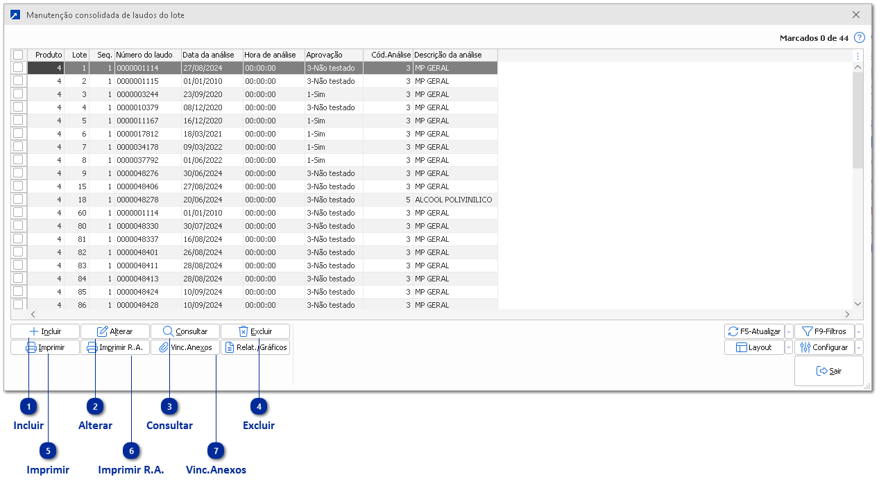 Manutenção consolidada Laudo