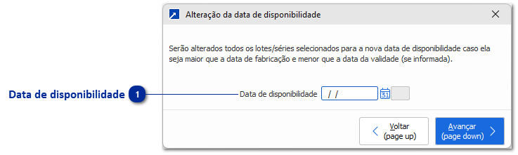 Alteração da data de disponibilidade