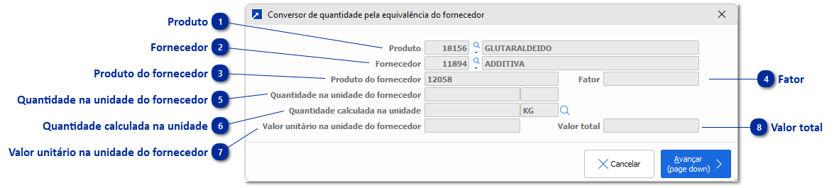 Conversor de Quantidade pela Equivalência do Fornecedor