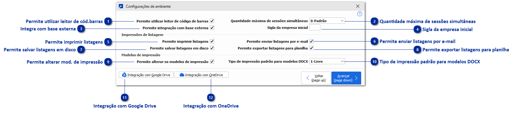 Configurações de ambiente