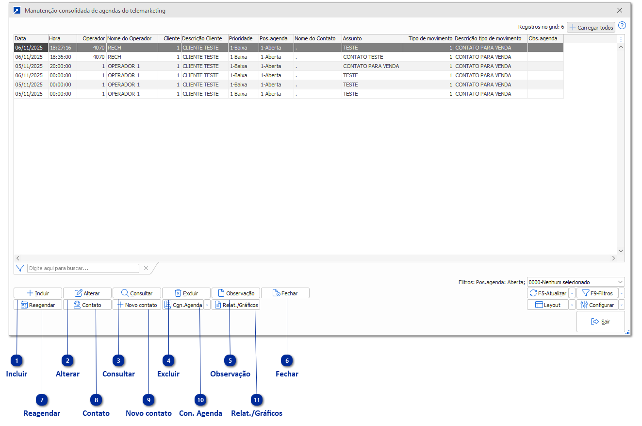 Manutenção Consolidada de Agendas