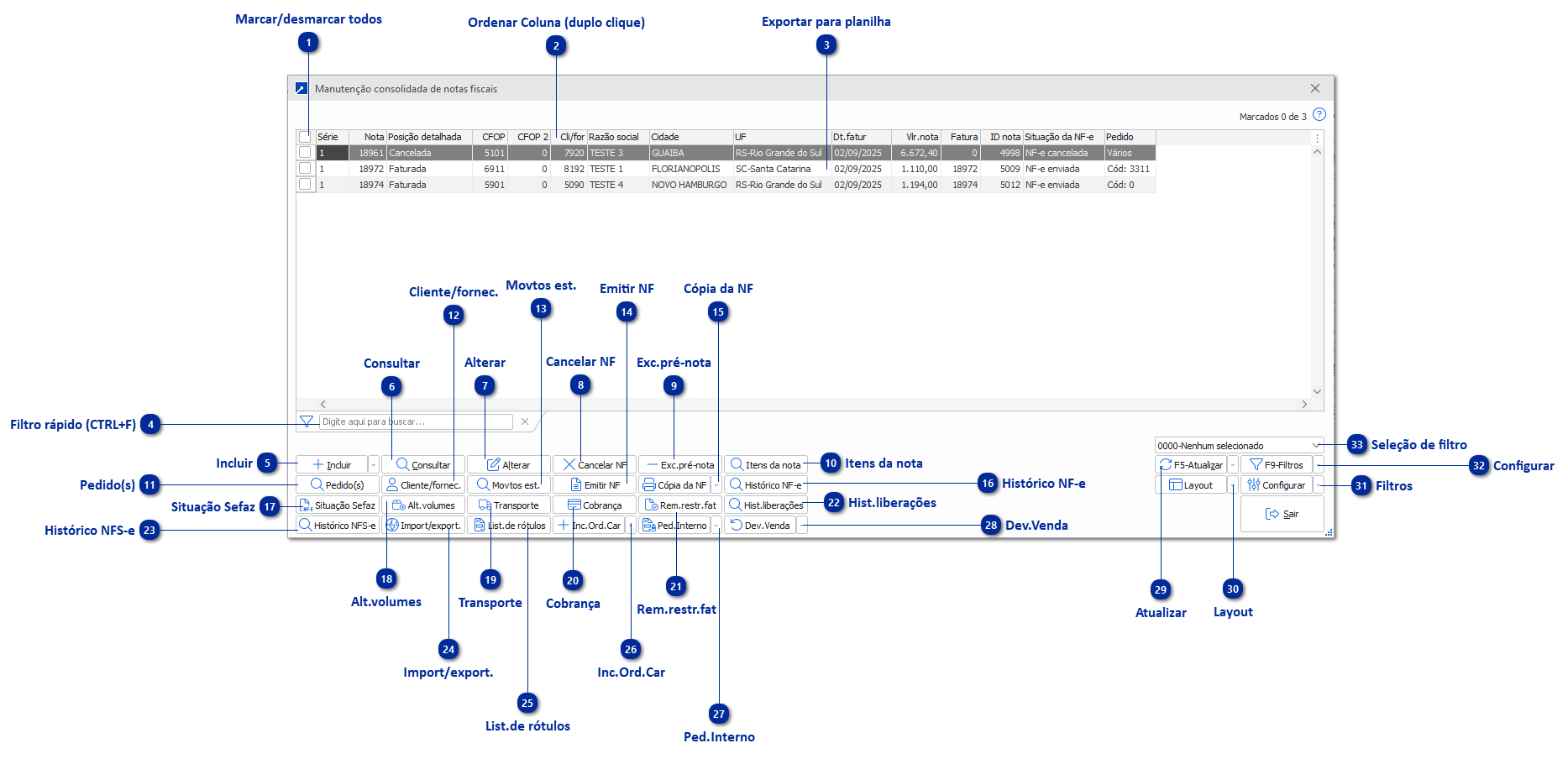 Manutenção Consolidada de Notas Fiscais	