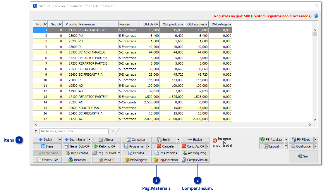 Manutenção consolidada de OP