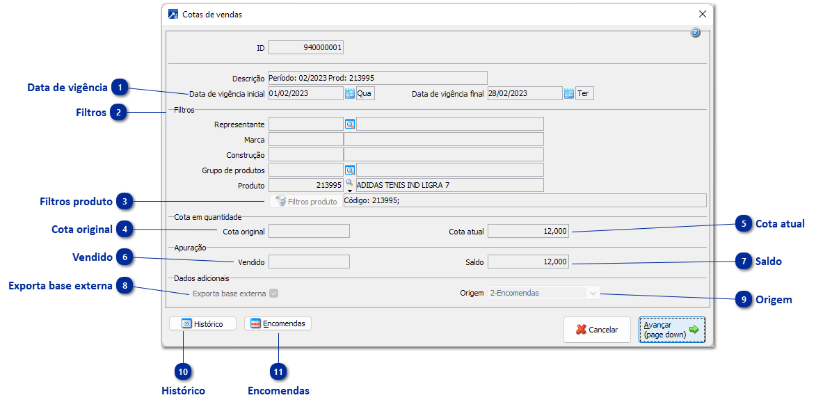 Manutenção de cotas de vendas
