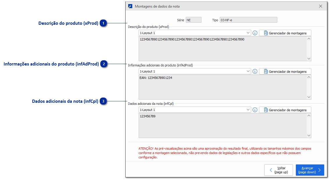 Montagem de dados para nota