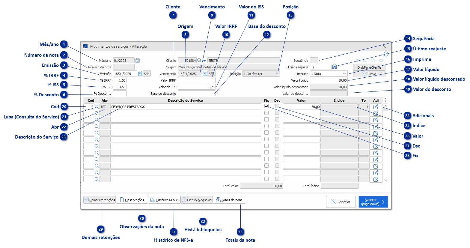 Movimentos de Serviços
