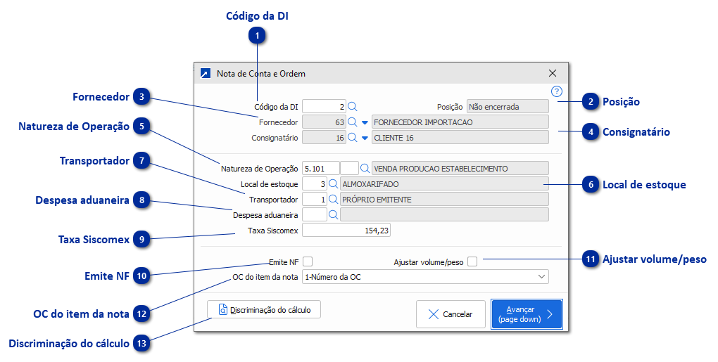 Nota de Conta e Ordem