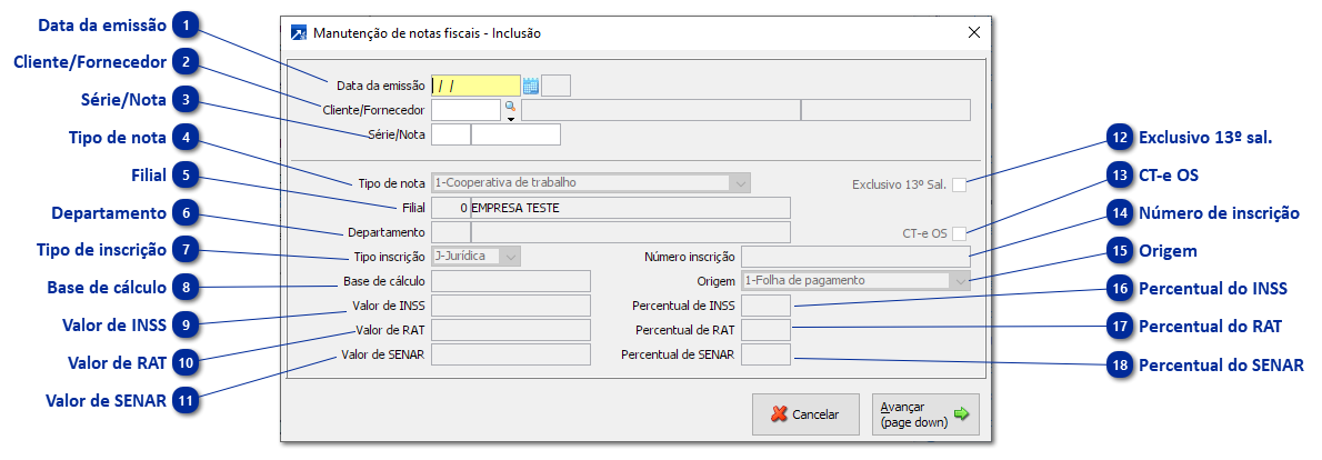 Notas com Retenção de INSS