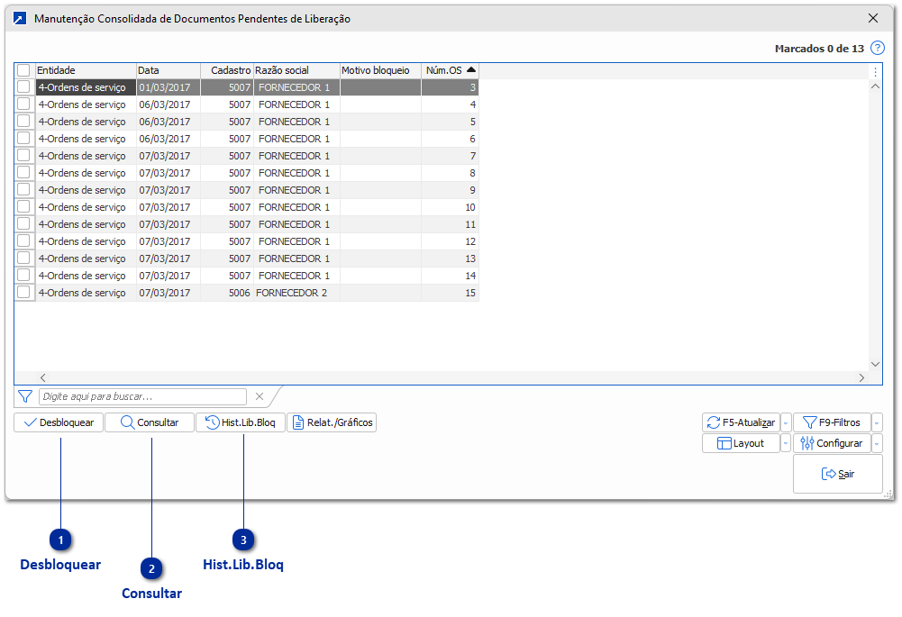 Desbloqueio de Ordens de Serviço