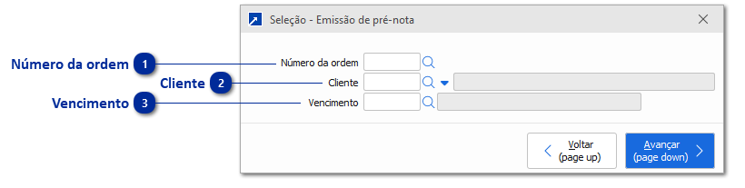 Emissão de Pré-Nota para a Ordem de Serviço