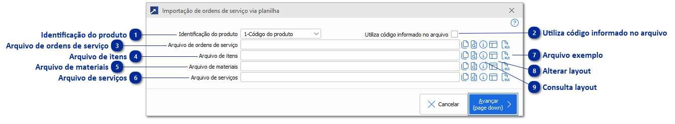 Importação de Ordens de Serviço via Planilha