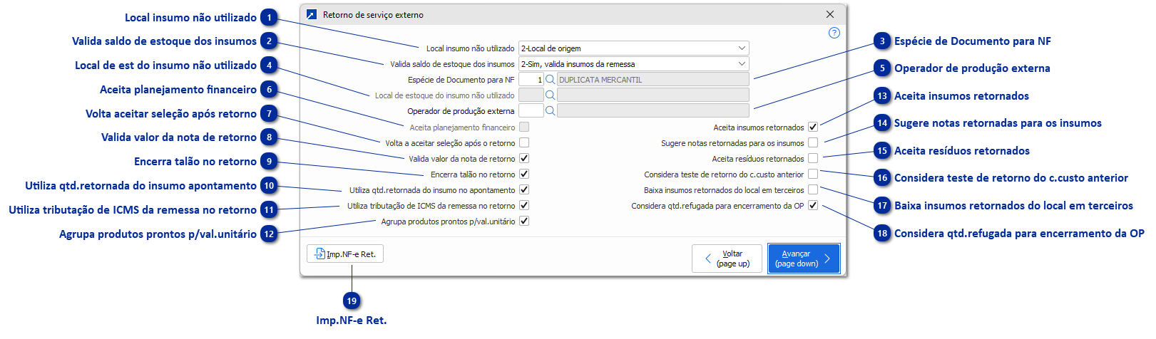 Configurações da Empresa - Retorno
