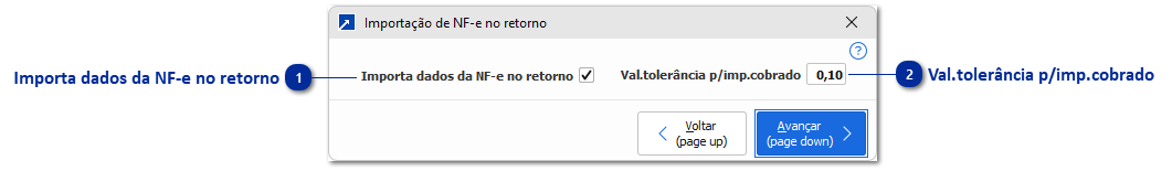 Importação de NF-e no retorno