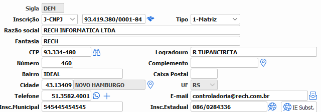 1. Informações cadastrais