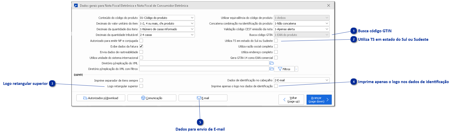 Dados gerais para NF-e/NFC-e