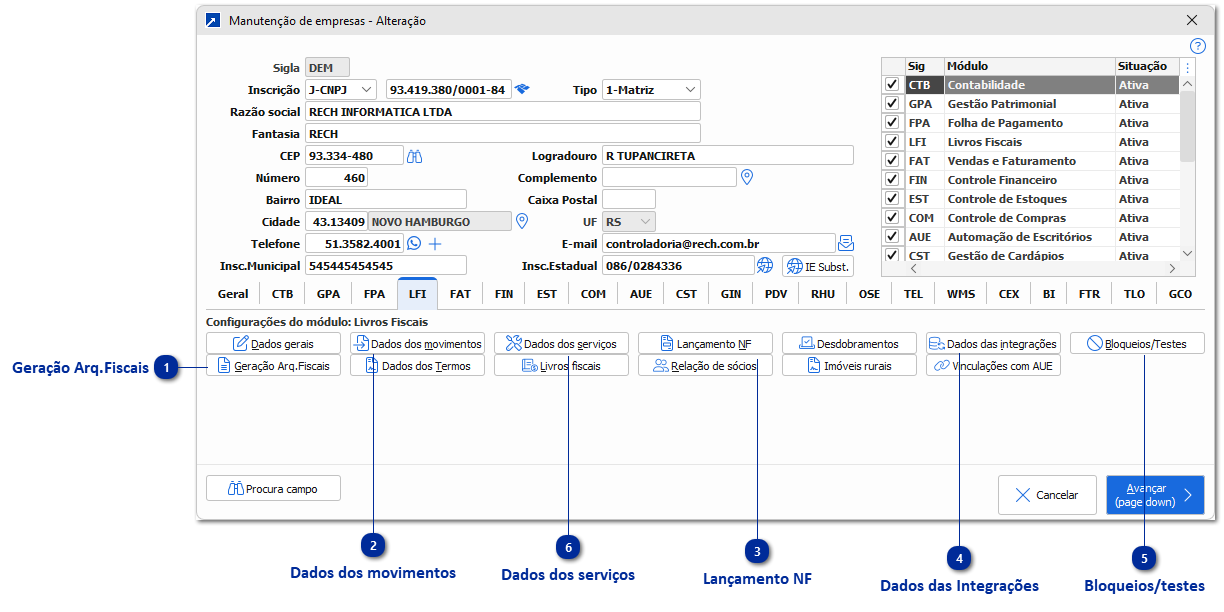 Empresa - Livros Fiscais 