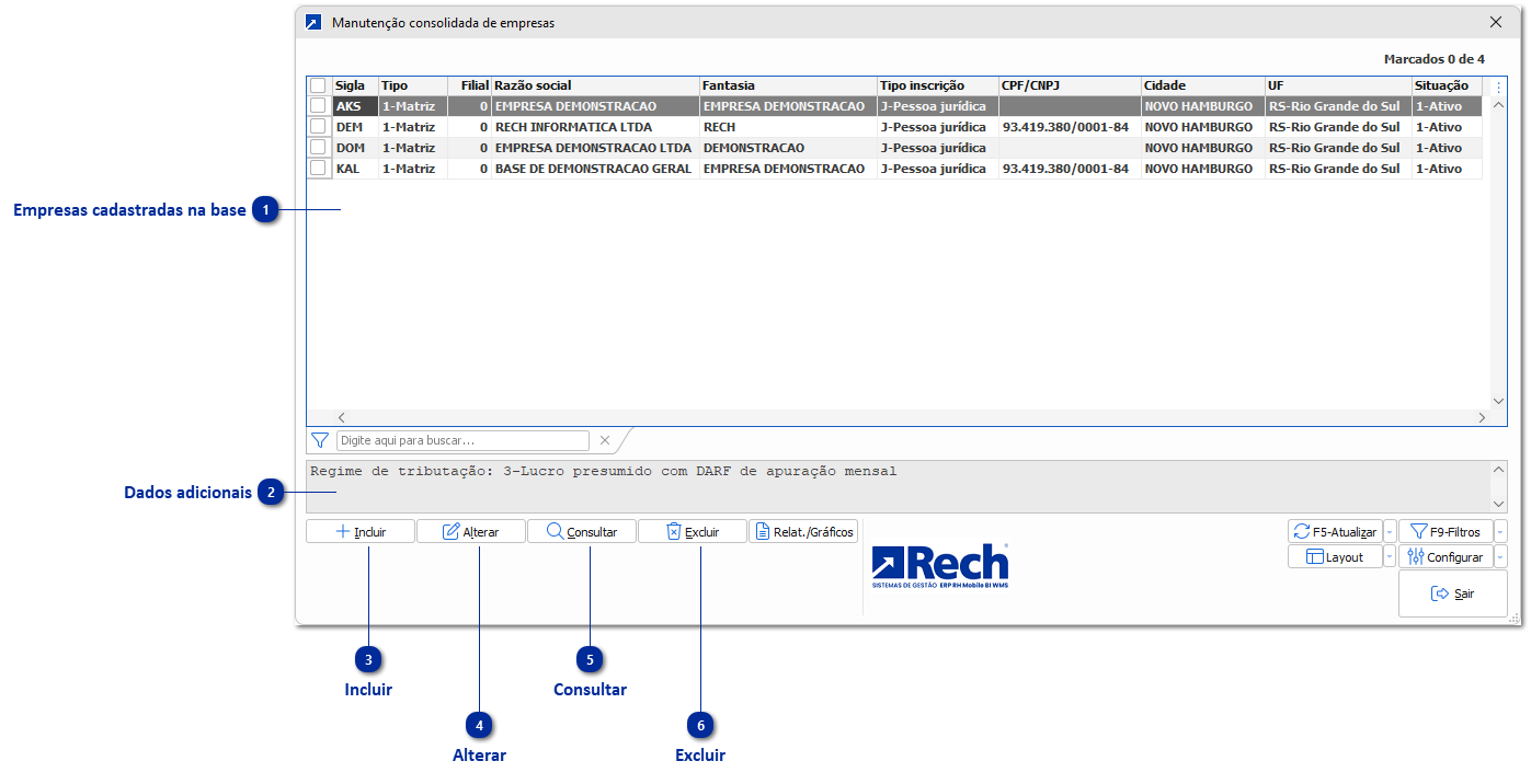 Manutenção consolidada de Empresas