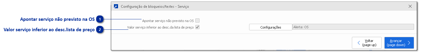 Bloqueios - Serviço