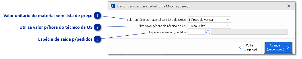 Material/Serviço da Ordem de Serviço