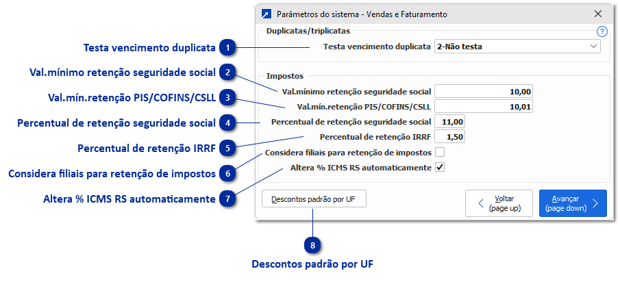Parâmetros - Vendas e Faturamento 1