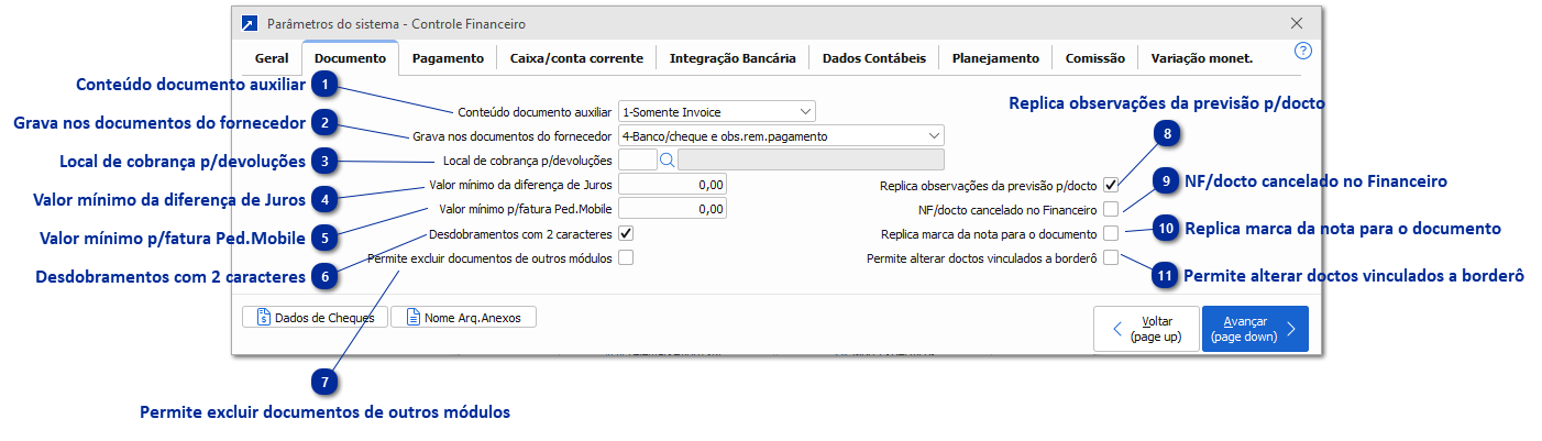 Parâmetros - Controle Financeiro