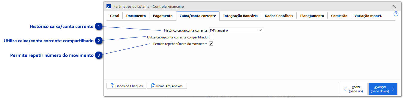 Parâmetros - Controle Financeiro