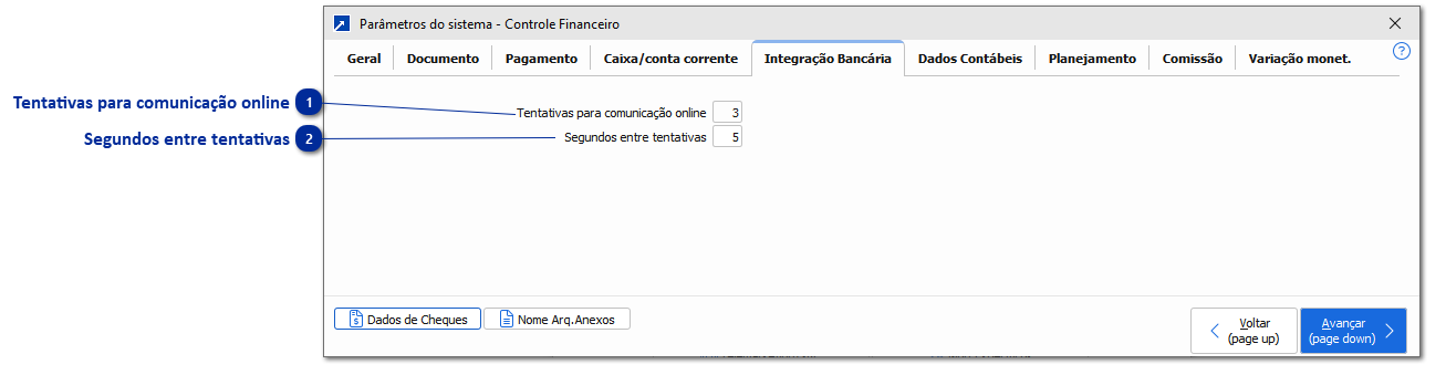 Parâmetros - Controle Financeiro
