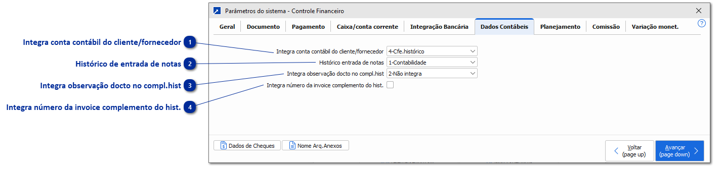 Parâmetros - Controle Financeiro