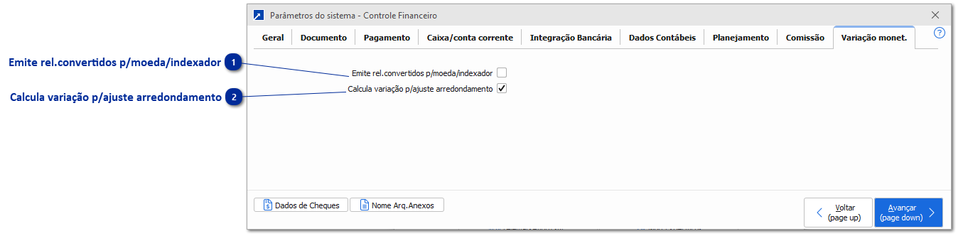 Parâmetros - Controle Financeiro