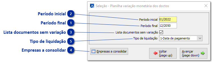 Planilha Variação Monetária dos Documentos