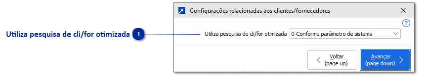 Config. clientes/ fornecedores