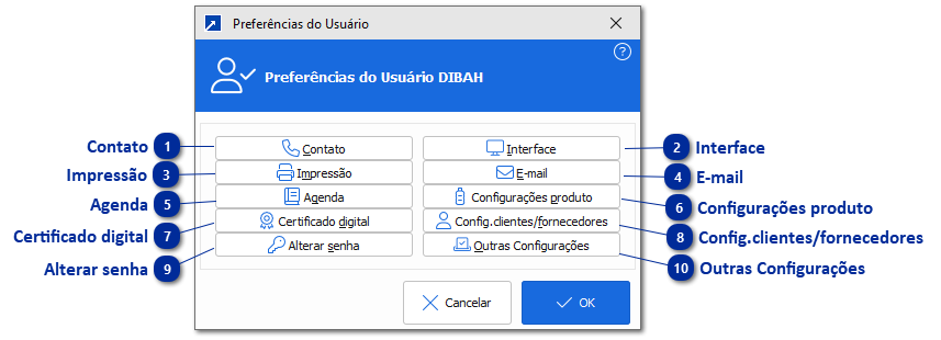 Preferências do Usuário