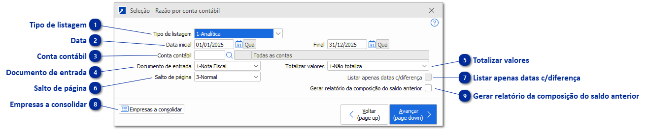 Razão por Conta Contábil